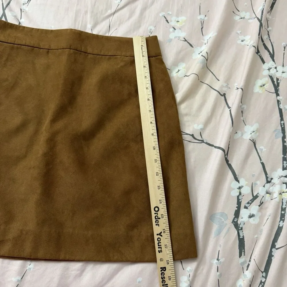 J. Crew Faux Suede Mini Skirt Womens 6 Walnut Brown Pockets A-Line BC892 NWT